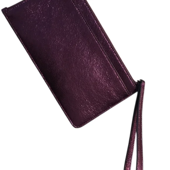 Kate Spade Metallic Purple Wristlet Wallet Clutch Zip Leather - Picture 3 of 8